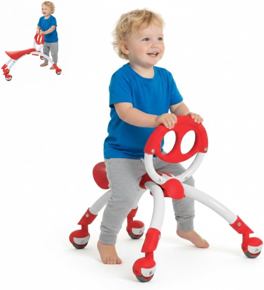 YBIKE Pewi Walking Toddler Ride On Toys - from Baby Walker to Toddler Balance Bike for Ages 9 Months to 3 Yrs, Durable Walking Buddy Push Toy, Comfortable, Indoor & Outdoor, Up to 44 Lbs, Gray