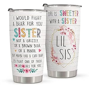 Macorner Sister Gifts From Sister – Stainless Steel Tumbler 20oz Gifts for Women – Unique Gift For Sister Soul Sister From Sister – Gift For Best Friend Women Big Sister Little Sister Birthday Gifts