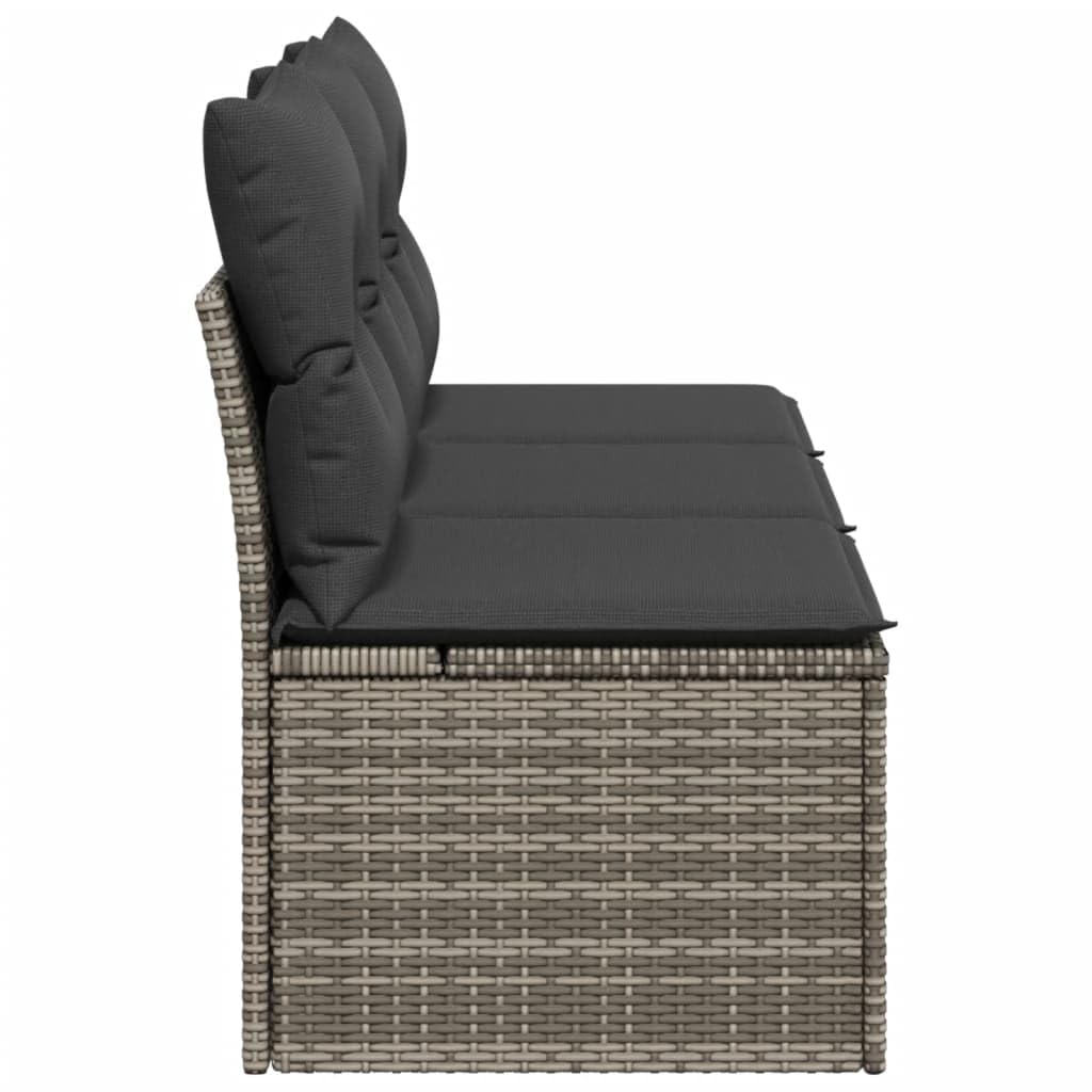 Festnight Divano da Esterno con Contenitore, Divanetto da Esterno 3 Posti, Divano Rattan Esterno, Salotto da Giardino, con Cuscini in Polyrattan Grigio