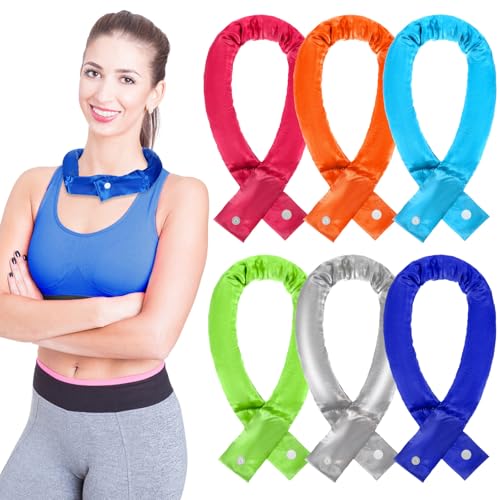 Image of Cozypower 6 Pcs Cooling Neck Wraps with Button Cooling Bandana Neck Cooler Scarf for Hot Weather Ice Neck Wrap Summer Outdoor