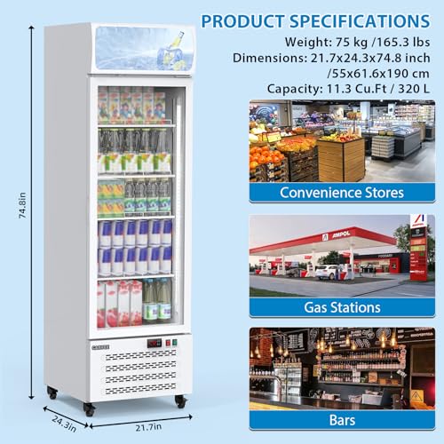 Image of Garvee Commercial Beverage Display Refrigerator 11.3Cu.Ft
