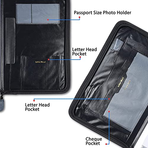 Image of Professional Portfolio File Folder | Document Holder with 20 Leafs Unique PU Leather File for Home & Office Document File Folder with 20 Leafs for Men & Women (Black Jeans Pattern)