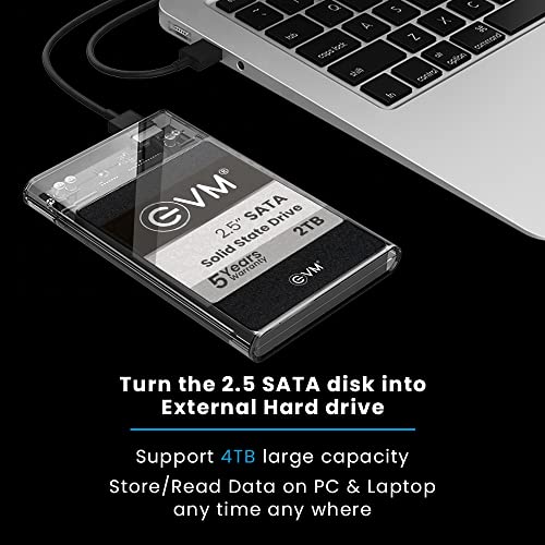 EVM 2.5" SATA SSD Casing USB 3.0 - Portable External Hard Drive/SSD Transparent Case Cover - Fast Transfer Speeds Upto 5Gbps, On-The-Go Storage &... - Image 3
