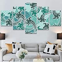 SIGNWIN 5 Panel Canvas Wall Art Modern Art Decorative Elements Fun Geometric Mixed Media Multicolor Patterns for Home Decorations Ready to Hang - 60