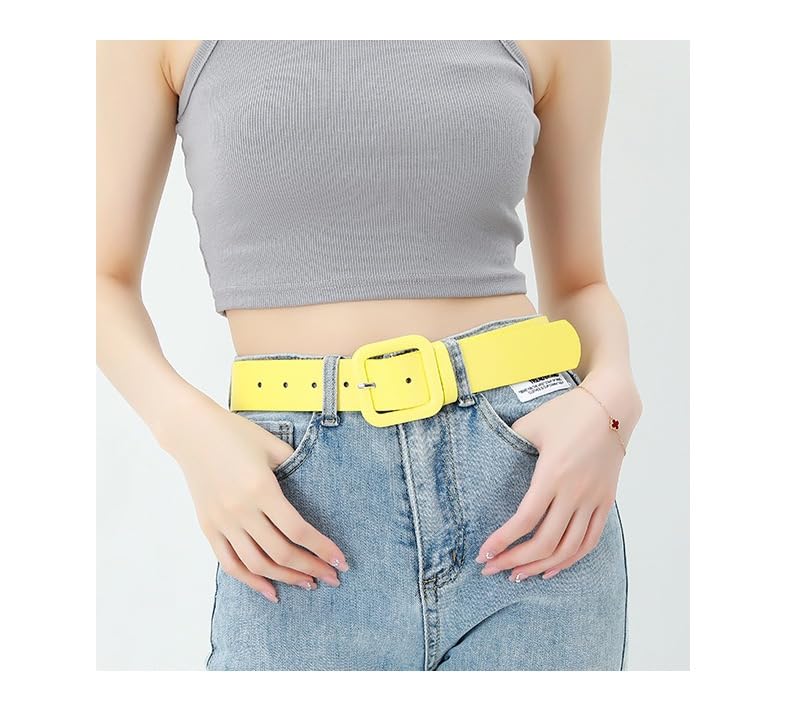 COTIM COYIN Women's Wide Leather Belt with Square Buckle, High Waist Belts for Dress Jeans Pants4