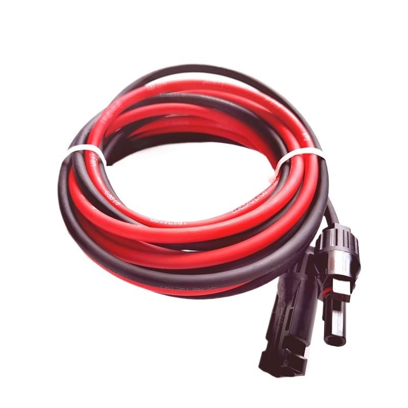 Cable de extensión for Panel Solar (1 par, Cobre, Negro y Rojo, con Conector Solar, Cable fotovoltaico de 6/4/2,5 mm², Calibre 10/12/14 AWG)(8m,10 AWG-6mm2)