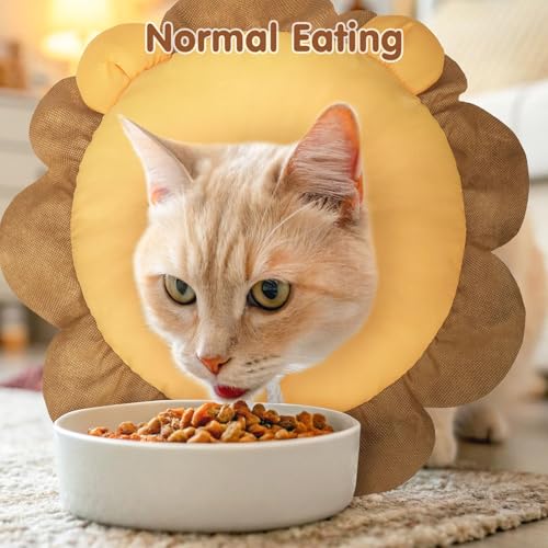 Image of BEAUTYZOO Cat Cone Collars Soft, Cat Recovery E Collars After Surgery to Stop Licking, Adjustable Elizabeth Circle Collar Cute Pet Donut Pillow for Cats Kitten Small Dogs, Lion M