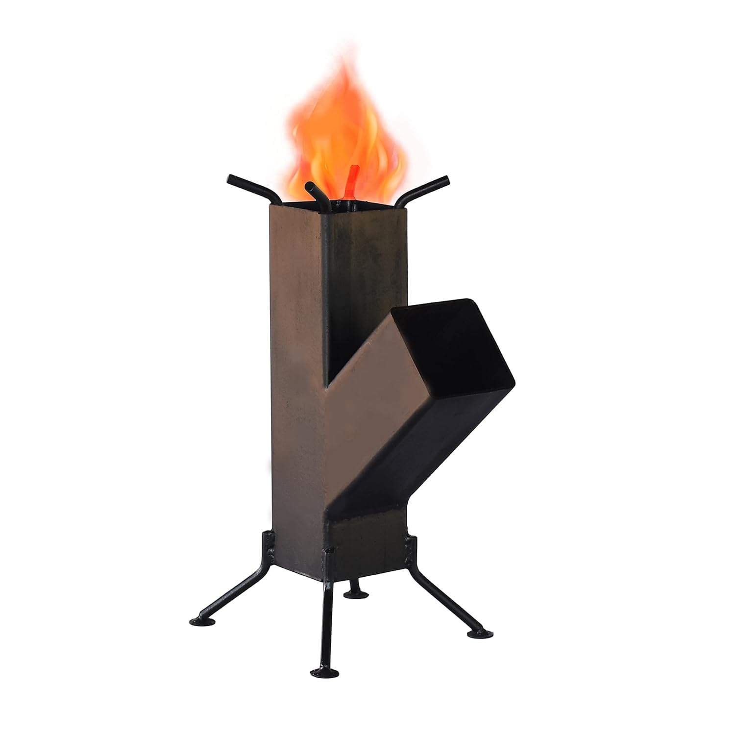 Wood Fired Rocket Stove Smokeless Stove For Home&Large Family|Lakdi Ka Mitti Ka Chulha Angeethi Sidgi Rocket Stove|Outdoor Cooking Picnic Camping Hiking Barbeque Bbq|Heavy Duty|Metal (A)-picture-32