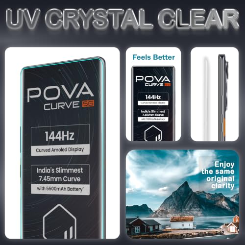 Image of FIRST MART Matte UV Tempered Glass for Lava Agni 2 & Pova Curve 5G, 2 Pack | Anti-Glare Curved Screen Protector, 9H Scratch Resistant, Fingerprint Compatible, Case-Friendly