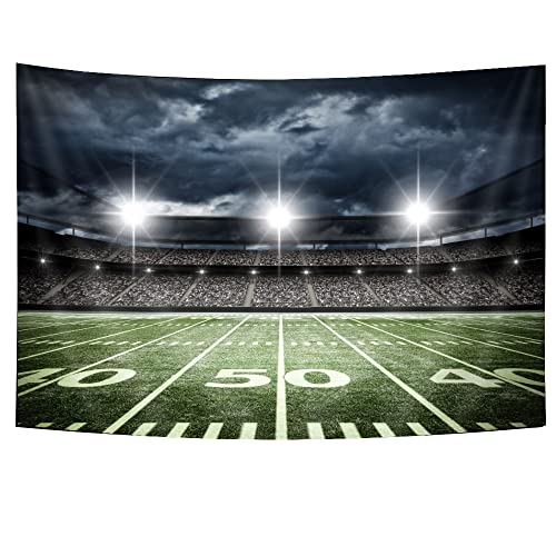 American Football Stadium Tapestry , Sport Field Light Night Soccer Turf Boys Kids Green Grass Dark Black Modern Simple Printed Decoration Tapestry Wall Hanging Bedroom Living Room Dorm Decor,60X40 #TOP3