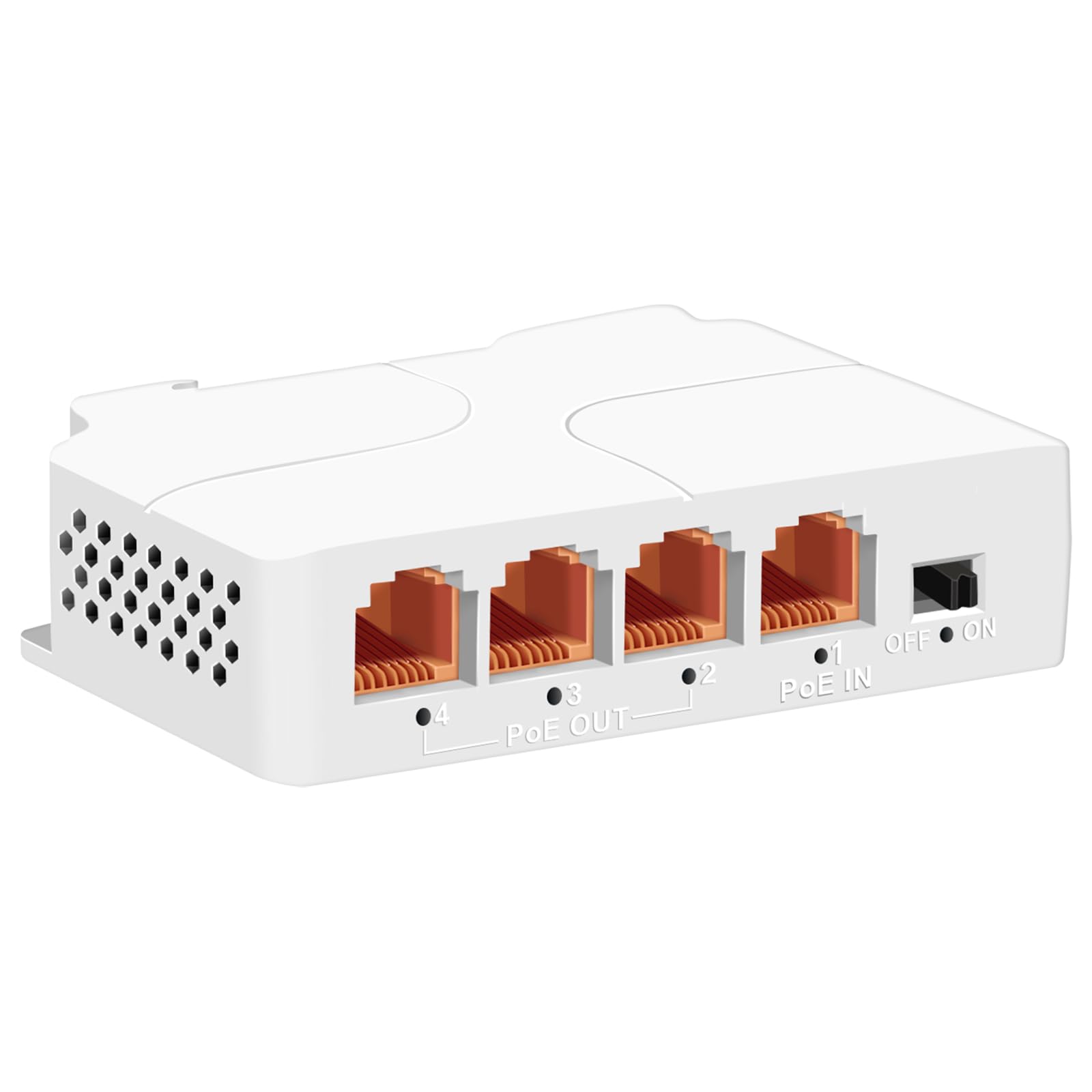 4 Port 2.5Gbps PoE Extender 1 in 3 Out-IEEE 802.3af/at, 90W in 30W Out PoE Repeater 100/1000/2500Mbps, Vlan & Extend to 100m, Din-Rail & Wall Mount PoE Passthrough Switch Plug & Play-image-14