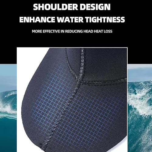 Spanpiece Diving Hood 3mm 5mm Neoprene Wetsuit Scuba Hood High Stretch Diving Cap Sun Protection Head Suitable for Men and Women Suitable for Diving and Snorkeling (3MM Black, S)