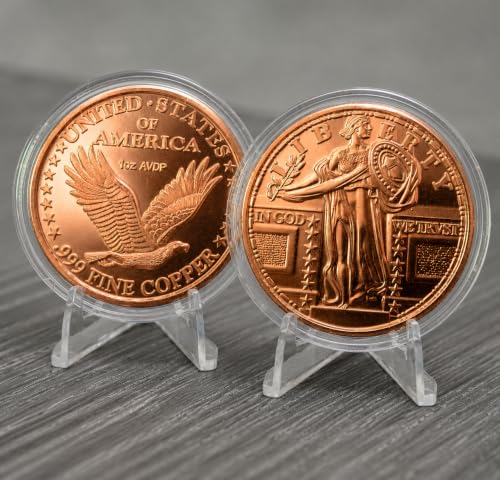 Image of Standing Liberty Quarter Design 1 oz Pure .999 Copper Round Collectible 39mm Coin in Capsule - COA by Heavenly Metals