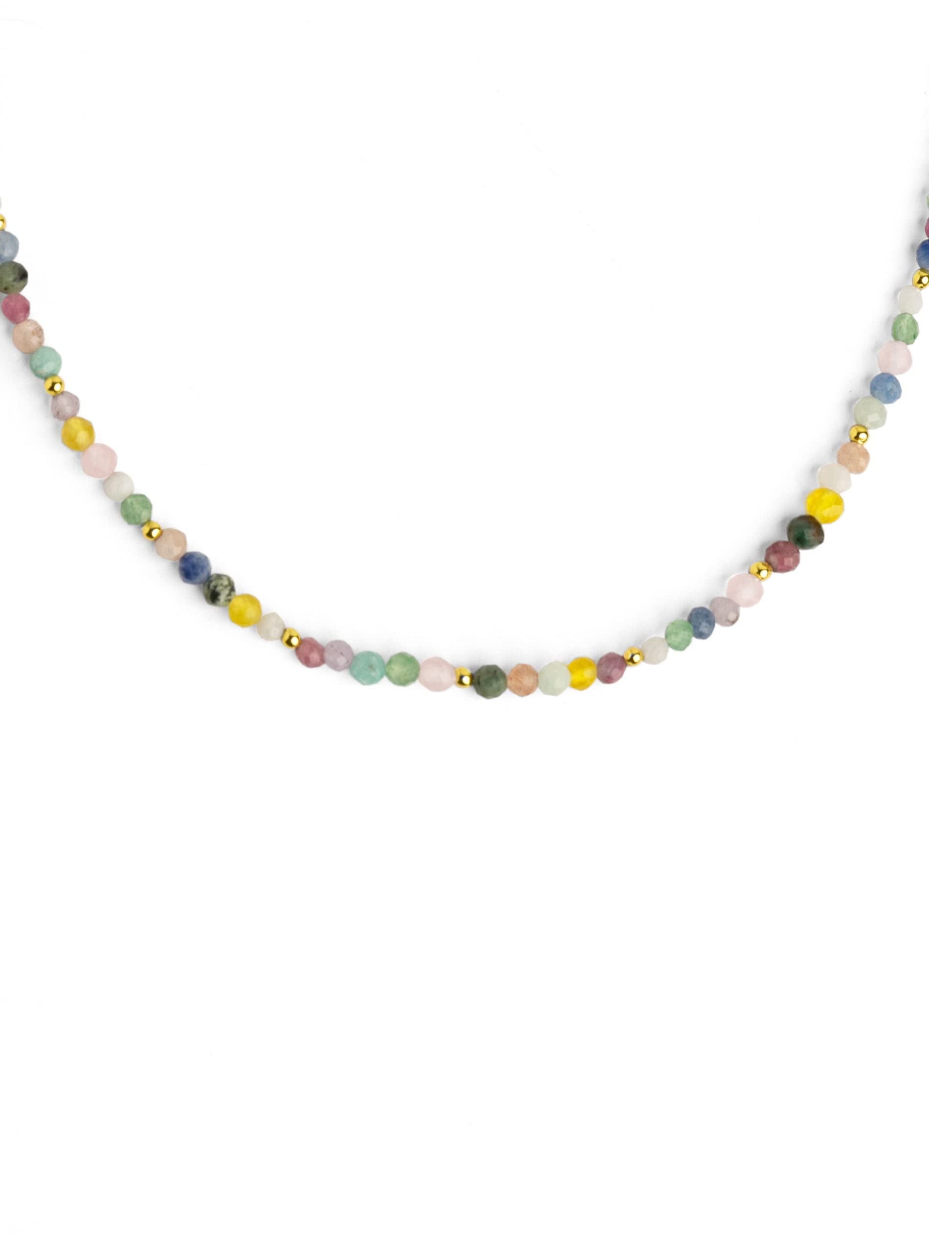 SINGULARU Collar Altea Dots - Cadena con Piedras Naturales en Latón con Acabado en Baño en Oro de 18 Kt - Cadena de Talla Única con Alargador - Joyas para Mujer - Varios Acabados