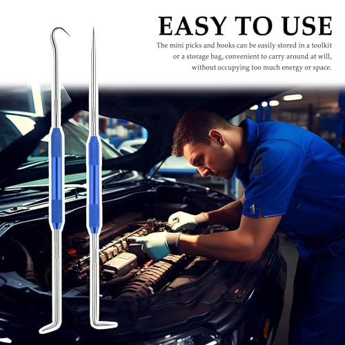Image of Salior 2PCS CarbonSteel Hook Tool and Pick Set,Double End Pick and Hook Set Auxiliary Dismantling Fittings,Universal O Ring Pick Set and Hook Tool Car Accessories Fit for Most Cars (Blue)