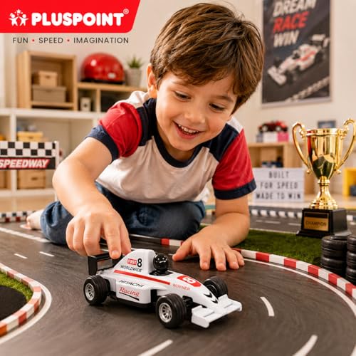 Image of PLUSPOINT F1 Racing Diecast Metal Mini Cars for Kids Formula 1 High-Speed Racing Car Model Pullback Vehicles Collectible Car Toys for Boys Age 3 Years & Up