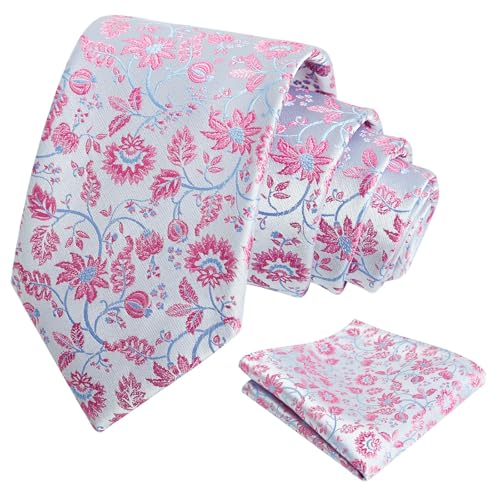 Image of Alizeal Mens 3.15inches Leaf Flower Pattern Tie Set