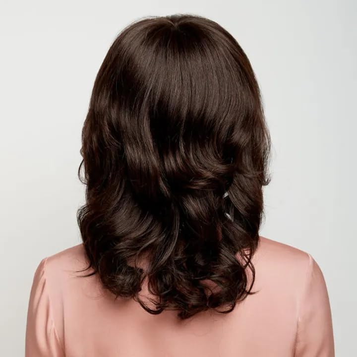 Assu Full Wigs Hair Wig for Women – Curly Wavy Medium Long Wig, 18 Inch.