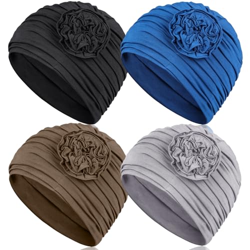 4 Pieces Chemo Headwear for Women, Soft Chemo Hats Elastic Cancer...