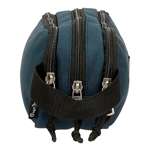Pepe Jeans Aris Triple Pencil Case 22 x 12 x 5 cm Made of Polyester, Size for Backpack and Postcard De Joumma Bags, Navy, Case - Image 2