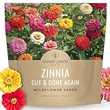 Zinnia Cut & Come Again Mix - Large 1 Ounce Packet - 4,000 Flower Seeds for Planting - Zinnia elegans