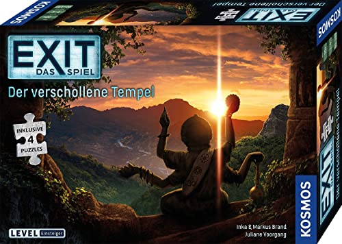 KOSMOS 692094 EXIT - Das Spiel + Puzzle - Der verschollene Tempel, Level: Einsteiger, Escape Room Spiel mit Puzzle, EXIT Game mit Puzzle für 1 bis 4 Spieler ab 10 Jahre