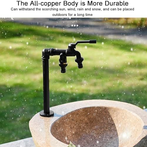 Outdoor Garden Water Column, Brass Faucets, Water Column with Double Tap, Antifreeze and Sun-Resistant, Independent Switch,Suitable for Irrigation and Flushing(42x19cm/1