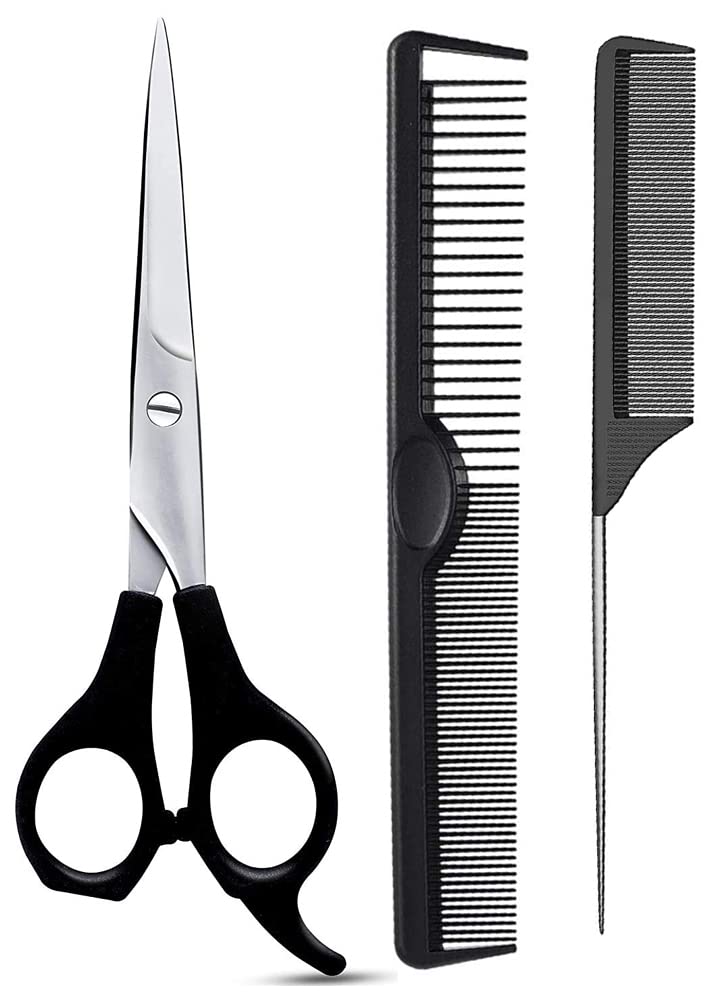 Hairdressing Barber Hair Scissor for Professional Hairdressers Barbers Stainless Steel Hair Cutting Shears - For Salon Barbers, Men, Women, Children and Adults with 2Pcs Combs