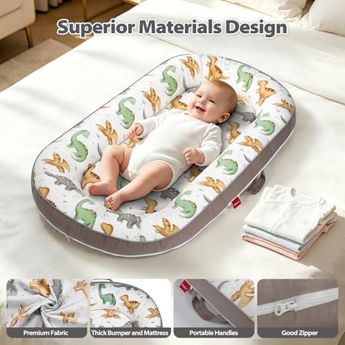 Image of BUTOA Baby Lounger - Breathable Soft Baby Nest, Portable Infant Support Cushion Tummy Time Mat for 0-24 Months, Infant Lounger for Home and Travel, Ideal Newborn Babies Essentials Baby Shower Gifts