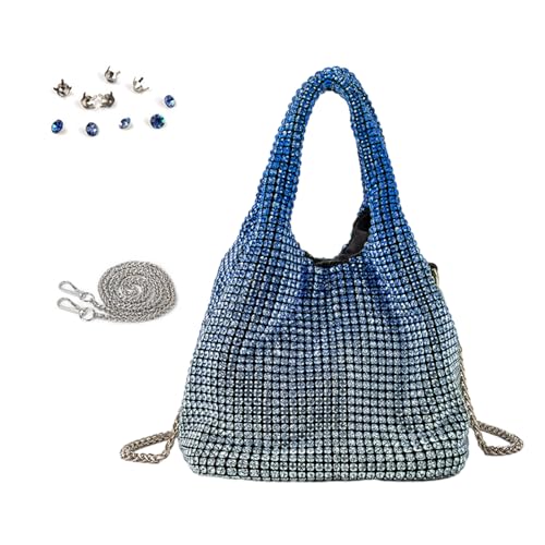 Sac à main seau avec strass bleu cataclysmique pour soirée et cocktail