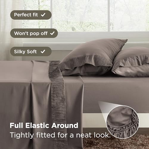 Image of Bedsure Twin XL Sheets Dorm Bedding - 3 Pieces Soft Extra Long Twin Sheets, Breathable & Cooling Bed Sheets Set, Oeko Tex, Easy Care Microfiber for Women, Men, Taupe Gray