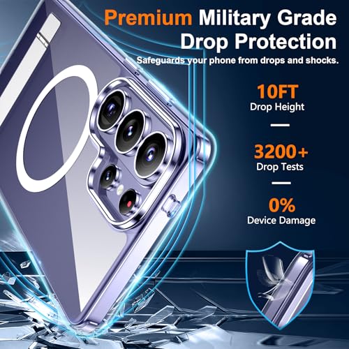 Image of SPIDERCASE Magnetic for Samsung Galaxy S26 Ultra Case,[Built-in Invisible Kickstand] Anti-Yellowing Anti-Scratched Shockproof Slim Phone Case for S26 Ultra 6.9'',Clear
