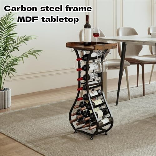 Soporte de vino de pie con mesa y colgador para copas miniatura 3