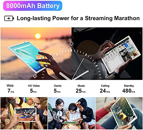 Image of 2026 Lastest Tablet 10 inch Android Tablet with 14GB RAM 128GB ROM, Octa-Core 2.0 GHz, 8000mAh Battery, 5G WiFi, BT 5.0, HD IPS Touchscreen, GMS, 5 MP + 8MP Dual Camera,Tablet with Keyboard Mouse,Gold