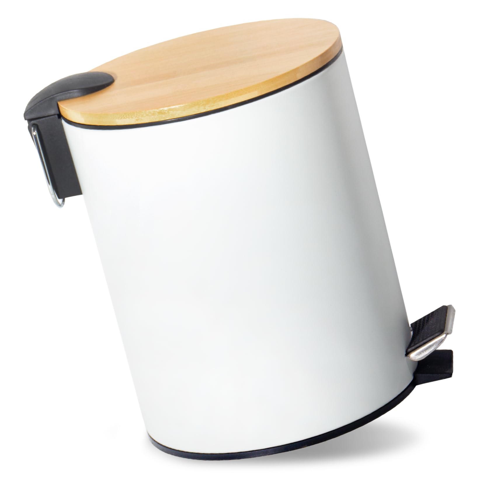 GREELUE 5L Kosmetikeimer Metall, Badezimmer Mülleimer mit deckel, Mülleimer Bad mit Absenkautomatik (Soft Close) (Weiß 5L)