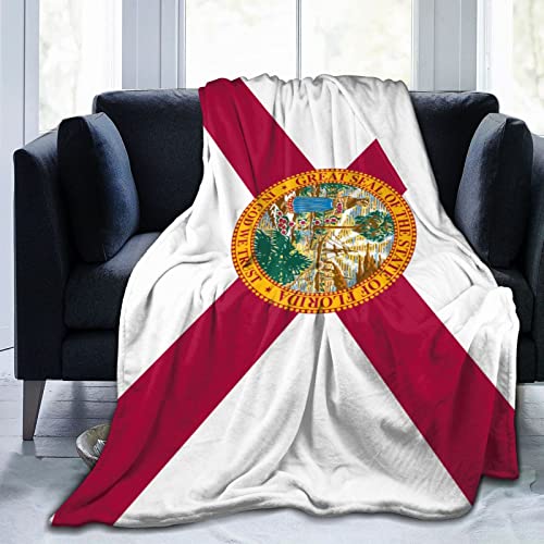 Flag of Florida Blanket Printed Flannel Throw Blanket 50'x40' Anti-Pilling Blanket Bed Sofa Living Room Bedroom