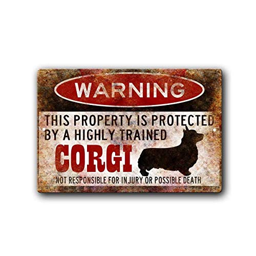 Warning Corgi Métal Mur Affiche Vintage Plaque Étain Signe Rétro Décorer Artisanat pour Café Bar Garage Salon Chambre