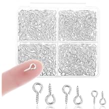 900 Pcs 3 Sizes Screw Eye Pins for Jewelry Making Small Mental Eye Hooks Tiny Mini Eyelet Screws for Art Projects & Bead Charms DIY Making DIY Crafts Silver