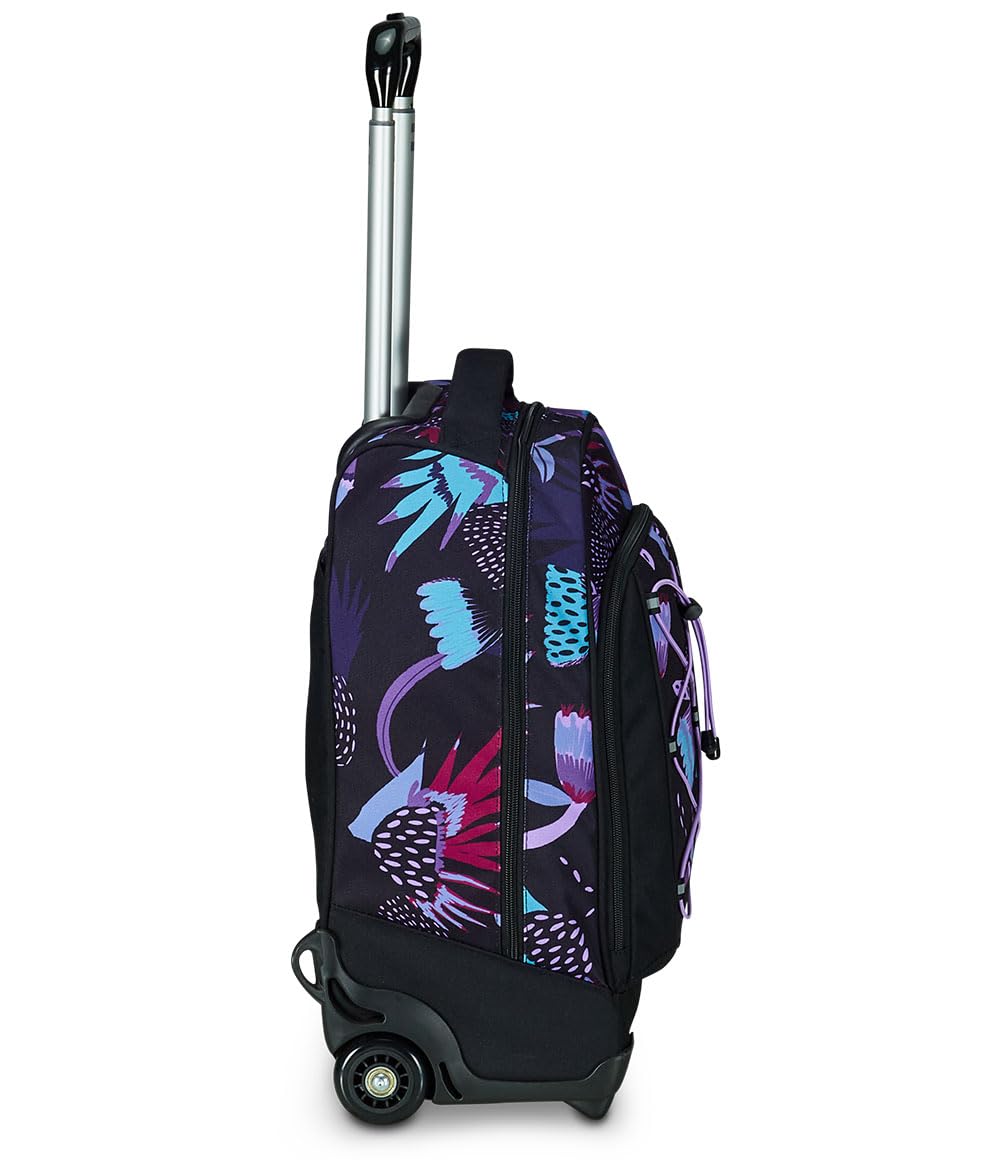 Mitama Trolley DR Scuola Purple Bloom,Con Mega Scomparto e Doppia Maniglia, Nero e Viola, Scuola Elementare e Tempo Libero, Bambina Ragazza