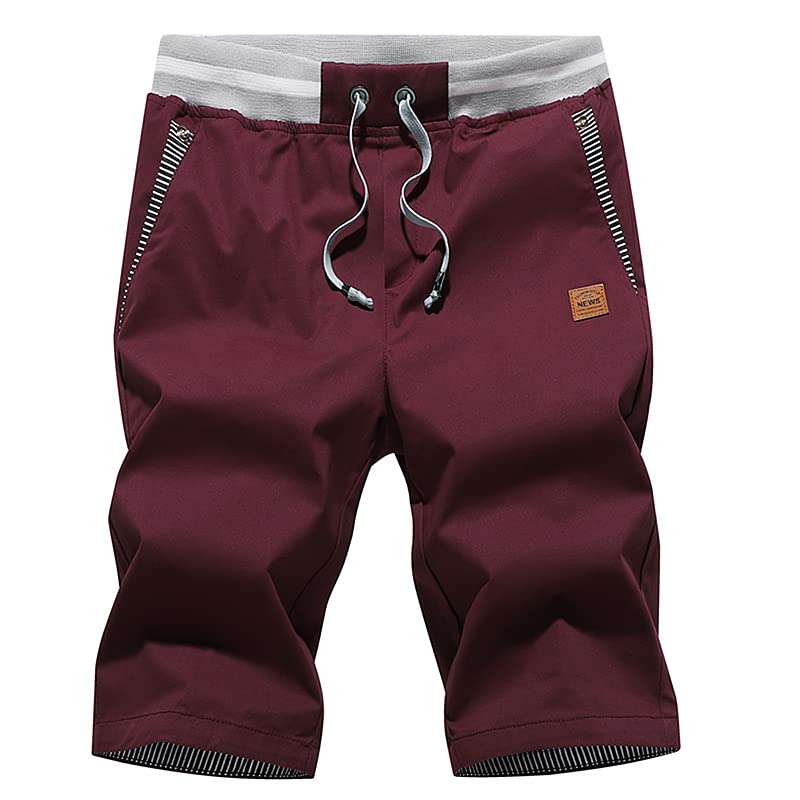 Image of Tansozer Men's Shorts Casual Classic Fit Drawstring Summer Beach Shorts with Elastic Waist and Pockets