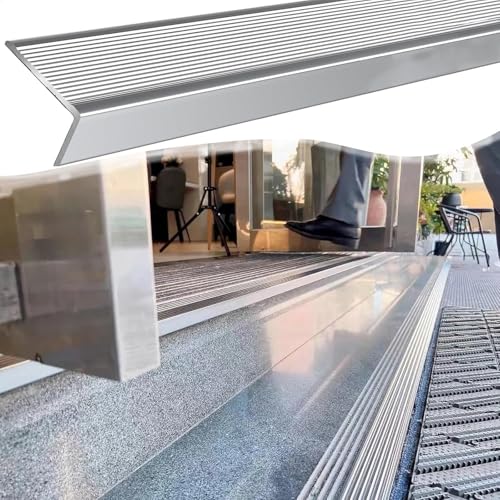 Rutschfeste Treppenkantenleiste aus Aluminium, Ed Strip, Türschwellenstange für Trittsicherheit, Holzboden-Lauffläche, schützt Anti-Rutsch-Profil für Zuhause und Büro