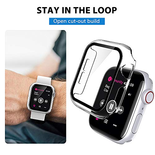 Image of L K 2 Pack LAŸK Case Compatible for Apple Watch 40mm Series 6 5 4 SE Built-in Tempered Glass Screen Protector All-Around Bumper Full Cover Hard PC Protective Case for iWatch 4 5 6 SE 40MM - Clear