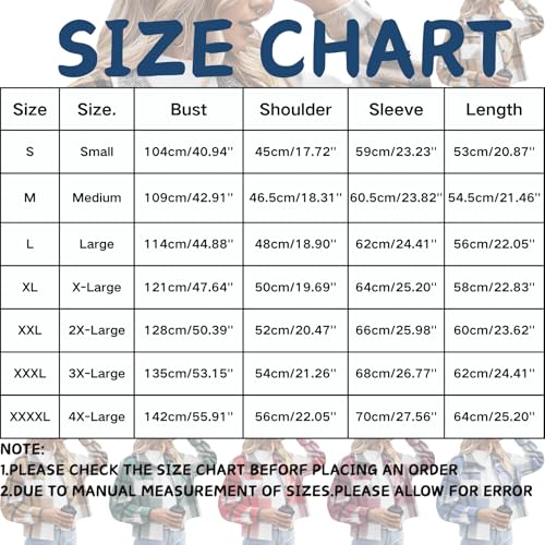 ABABC Jackets for Women Button Down Long Sleeve Flannel Jacket Casual Turndown Collar Plaid Cropped Shacket Jacket3