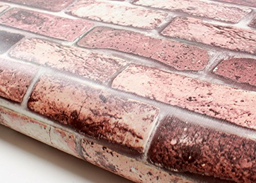 Magic-fix Peel and Stick PVC Instant Brick/Stone Decorative Self-Adhesive Film Countertop Backsplash Rust Brick (DBS-16 : 1.96 feet X 9.84 feet)