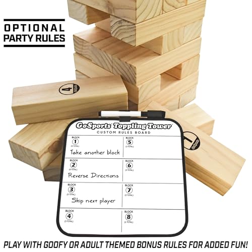 Image of GoSports Giant Wooden Stacking Game - Stacks Up to 5 ft - Choose Brown Wood Stain, Gray, Natural, Stars & Stripes, or Tropical Hardwood - Toppling Tower