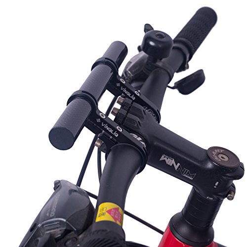 Vinqliq® Bike Cycling Lightweight Carbon Fiber Handlebar Extender Extension Lamp Holder Mount with Aluminum Alloy Bracket for Bike Mounts, GPS Units, Headlights, Cameras (Double Clamps Carbon) - Thumbnail 7