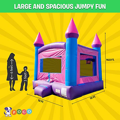Crossover Classic Pink Inflatable Bounce House, Bouncy Jump Castle for Kids and Toddlers, Outdoor Birthday Party Jumping Bouncer, Commercial-Grade, Without Blower, 13 x 12 x 14.5 Ft - Image 4