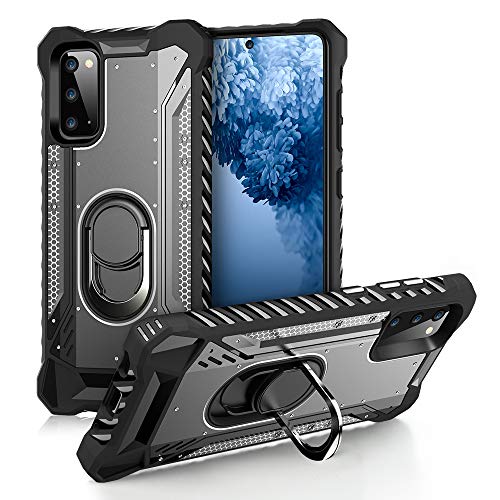 FLOVEME Samsung Galaxy S20 Plus Case Phone Case for Samsung S20 Plus/S20+ with Kickstand Ring Holder Finger Protective Heavy Duty Armor Case Compatible with Samsung Galaxy S20 Plus 5G 6.7 inch,Black