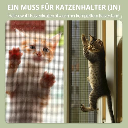 BKSAI Fenster Fliegengitter Katzensicher Katzengitter Fenster Ohne Bohren Katzen Fenstergitter Stabil für Alle Fenster Dachfenster (130X150CM)