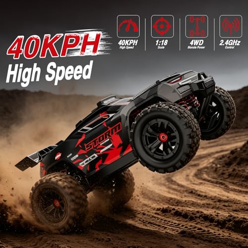 Image of KGF 1:18 Scale All Terrain RC Cars for Adults,High Speed Remote Control Car | Fast RC Cars for Boys Age 8-1,2.4GHz 4WD Off Road Monster Truck, 4X4 Fast Drift Wheel RC Truck with 2 Rechargeable Batteries